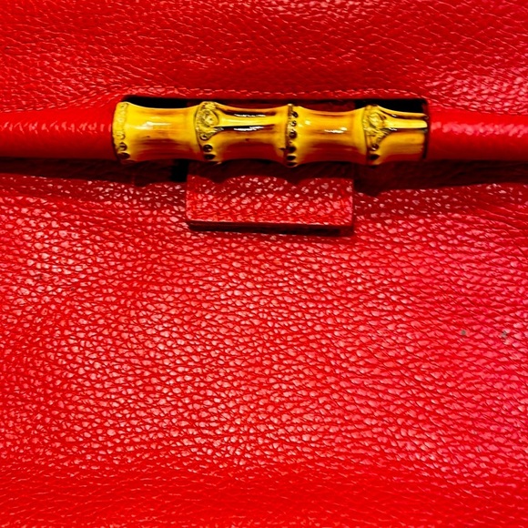 Cecconi Piero Italian leather clutch/wristlet bag with Bamboo handle. P3 - Picture 3 of 8